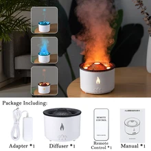  Flame Volcano Humidifier Aroma Diffuser Ultrasonic Mist Maker Fogger LED Essential Oil  Fire Jellyfish Diffuser Fragrance Home 