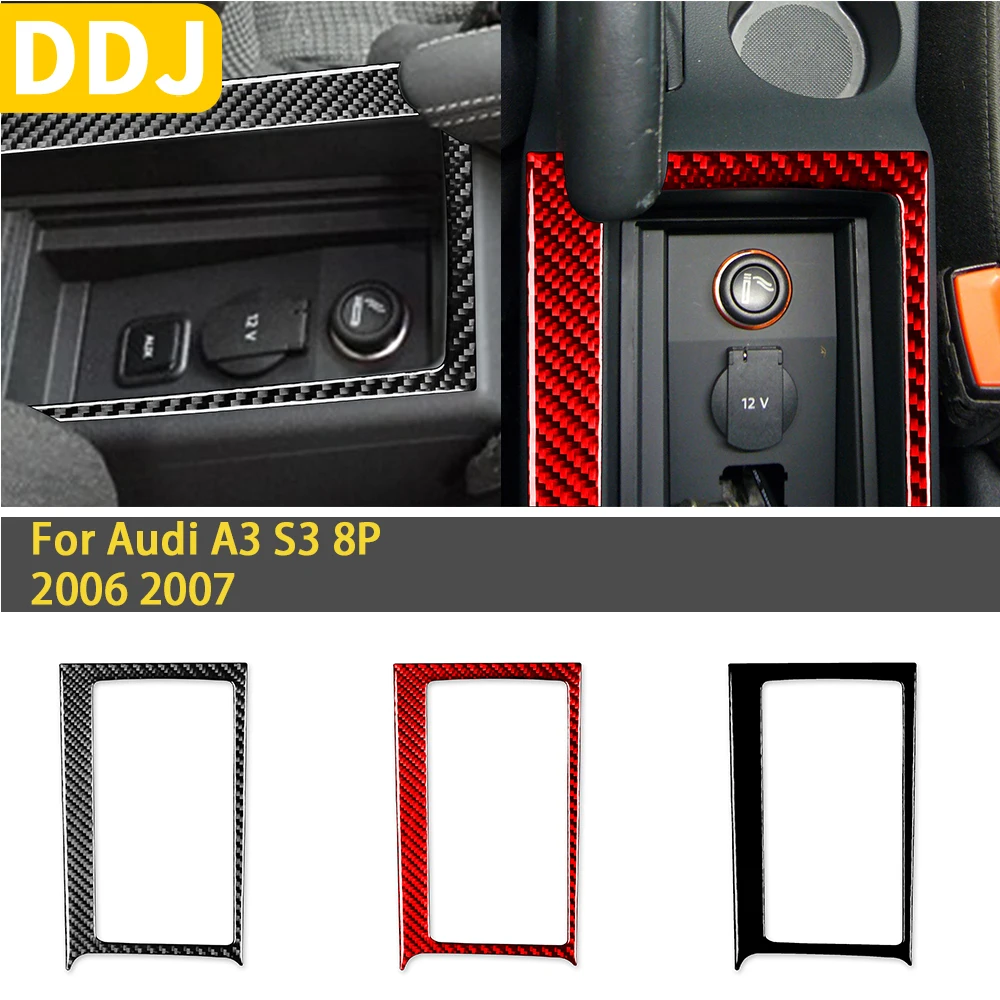 Vera Fibra Di Carbonio Per Audi A3 S3 8P 2006 2007 Accessori Car Interior Floor Console Storage Panel Trim Cover Sticker