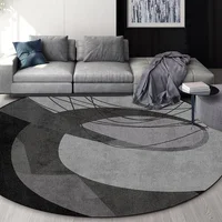 Modern Geometric Round Carpet Living Room Grey Luxury Decoration Home Bedroom Soft Rugs Lounge Coffee Tables Non-slip Floor Mats 1