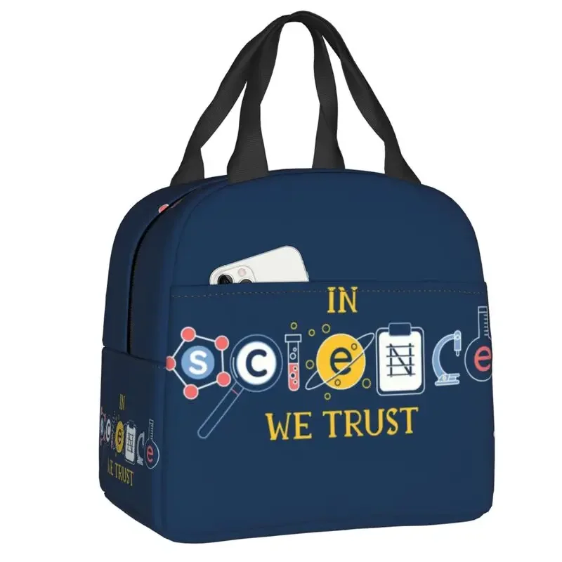 

In Science We Trust Resuable Box Waterproof Geek Scientist Lab Cooler Thermal Food Insulated Lunch Bag Kid School Children