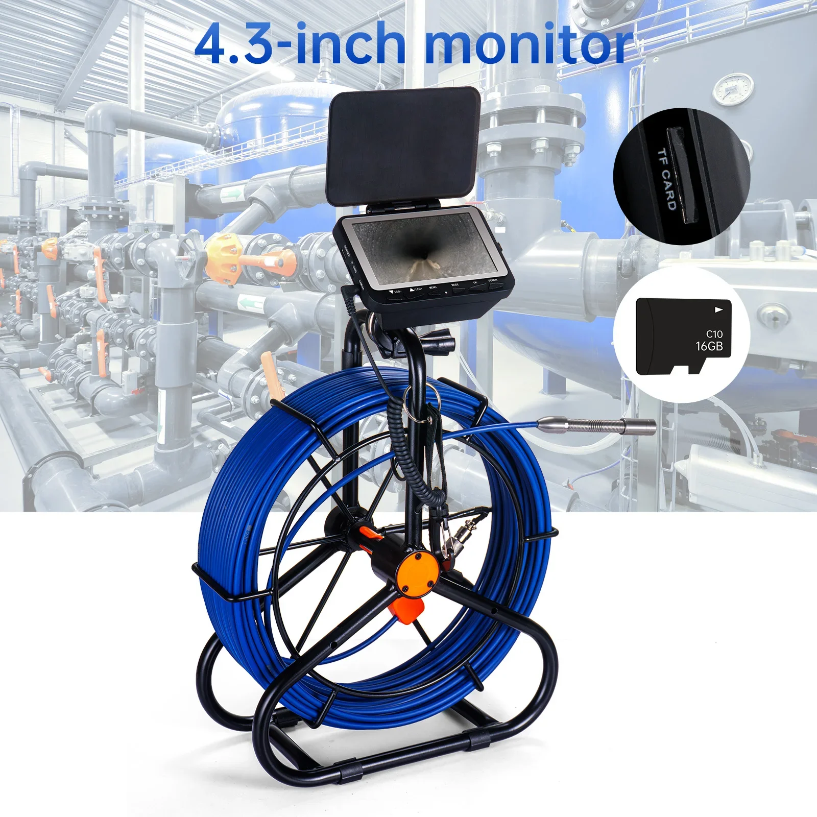 SYANSPAN Sewer Pipe Inspection Camera DVR 16GB Video Recording, Broecope Drain Camera IP68 Waterproof 8500MHA Battery 20/30/50M 2