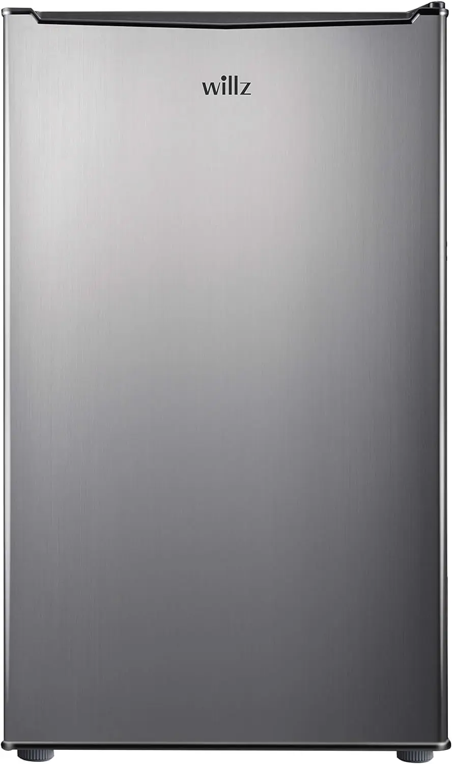 

Compact Refrigerator, Single Door Fridge, Adjustable Mechanical Thermostat with Chiller, Stainless Steel Look, 3.3 Cu Ft Mini de