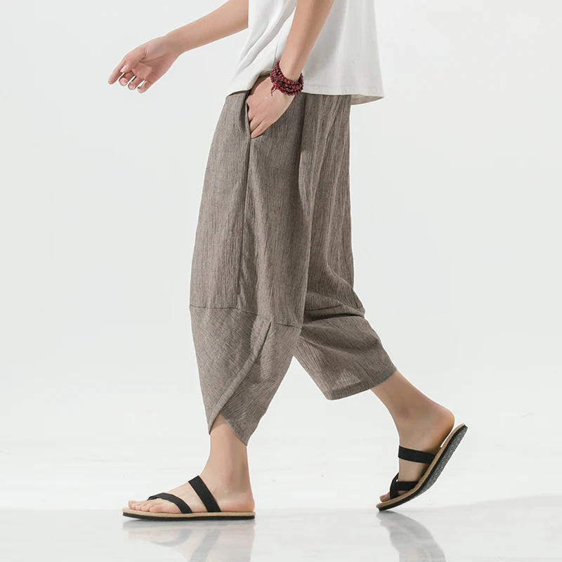 Tanie 2023 lato Harajuku do łydki dorywczo męskie spodnie szerokie nogawki sklep