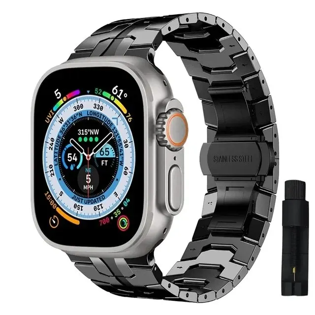 Luxury Titanium Color Stainless Steel Watch Band, Ultra-Premium Metal Strap