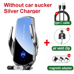 Magnetic Wireless Fast Charging Car Phone Holder and Air Vent Stand (Silver no Sucker)