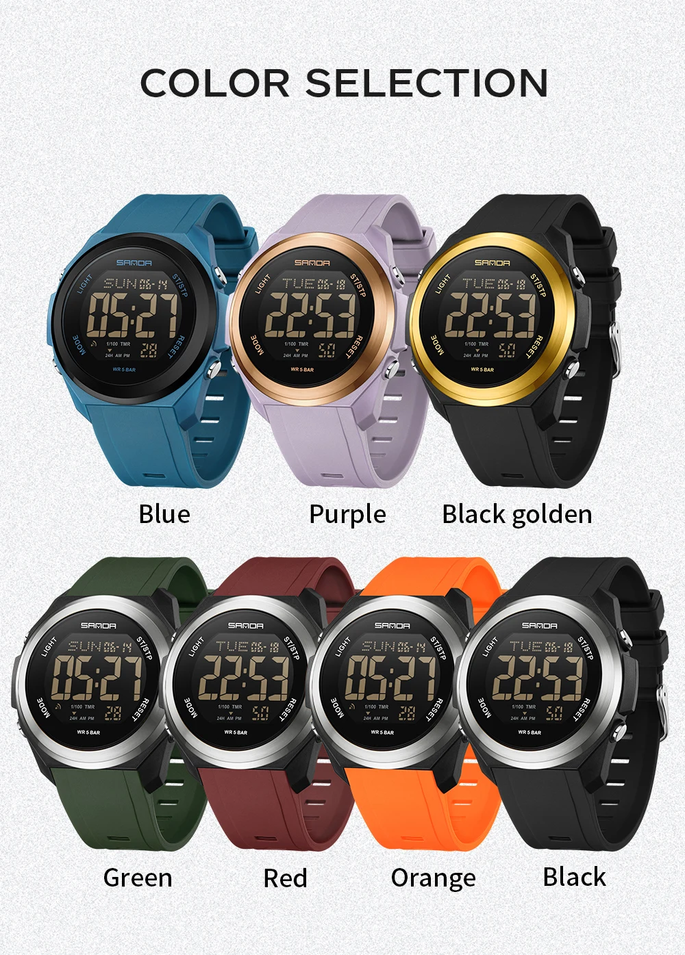 Student Digital Electronic Watch Sports Multi Functional Waterproof Colorful LED Men's Electronic Watch_voghion.com
