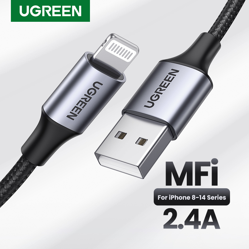  UGREEN MFi USB Lightning Cable for iPhone 2.4A Fast Charging USB A to Lighting Cables for iPad iPhone 11 13 12 14 Pro Max Cable 