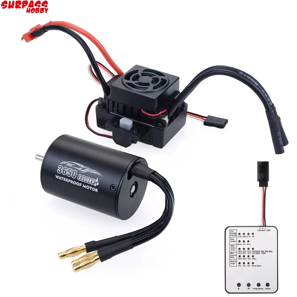 Motor Sin Escobillas 3650 3900KV Con ESC 60A - Impermeable Para Coches RC 1/10