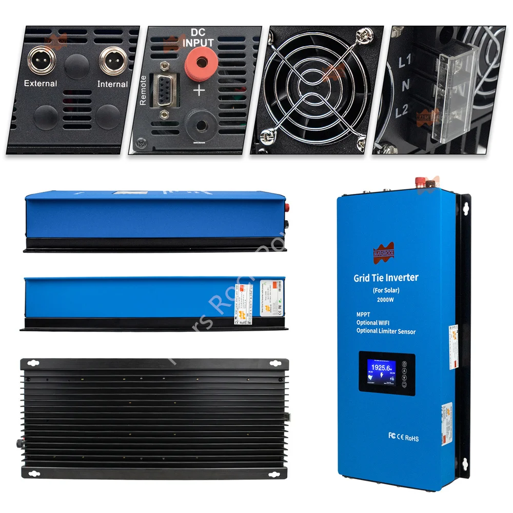 MPPT 2000W 그리드 타이 마이크로 인버터 리미터 인버터 48V AC 230V US240V WIFI 원격 모니터 태양 광 변환기 가전 제품