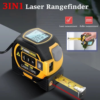 3 in 1 레이저 테이프 측정 레이저 거리 측정 거리계, 적외선 고정밀 디지털 전자 눈금자 측정 레벨