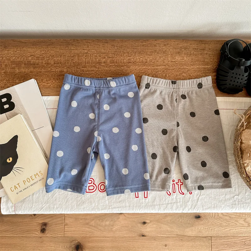 

2023 Summer Children Summer New Dot Print Shorts Fashion Girls Cotton Leggings Baby High Waist Shorts Kids Casual Clothes