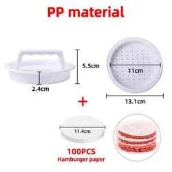 Round Hamburger Press for Perfect Patty Making - Food-Grade ABS Kitchen Gadget (2 pcs white set)