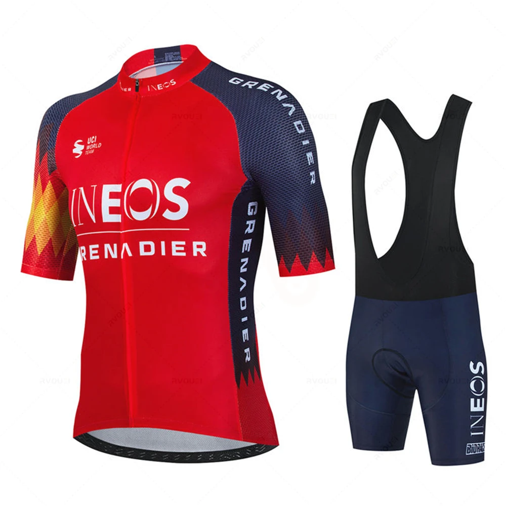 Ineos 2025 Men Short Sleeve Cycling Jersey Set Summer Bicicleta Clothing MTB Maillot Ropa Ciclismo Sportswear Blue Bicycle Suit 6