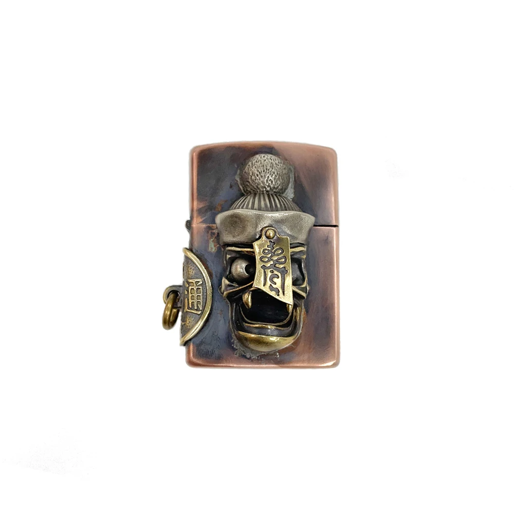 

Copper Lighter Storage Case Corpse Skull Outdoor EDC Handmade Universal Portable Box Container Organizer Holder Vintage Style