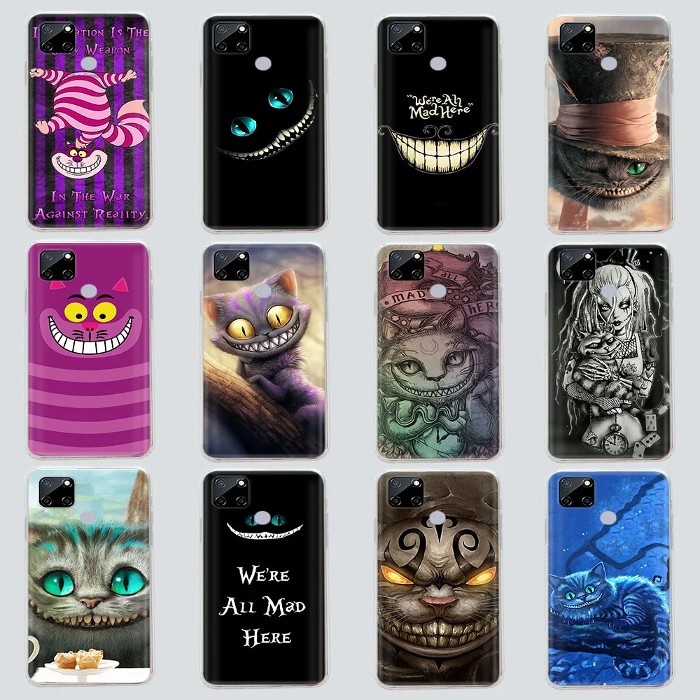 Прозрачная искусственная кожа для Tecno Camon 15 16 17 17P 18 Premier 18I 18 P 18T 19 POP 4 Pova 3 AIR 5P 5 LTE Pro, мягкий чехол с Чеширским котом