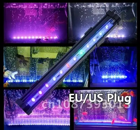 

15/26/36CM Fish Tank Led Aquarium Lamp Waterproof Bubble Colorful Light Bar Strip Light Lamp For Fish Tank EU/US Plug