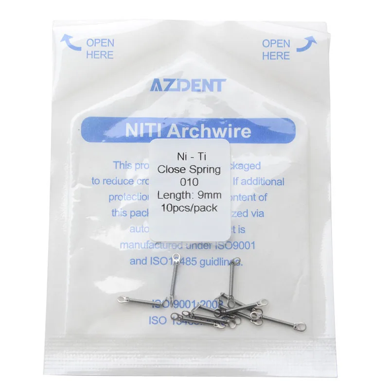 10 teile/paket AZDENT Dental Kieferorthopädische Schließen Feder Spule Niti Vordere Zähne Zahn Drehmoment mit Großen Ziehen Ring Größe 0,008-0,014 – Detail 18