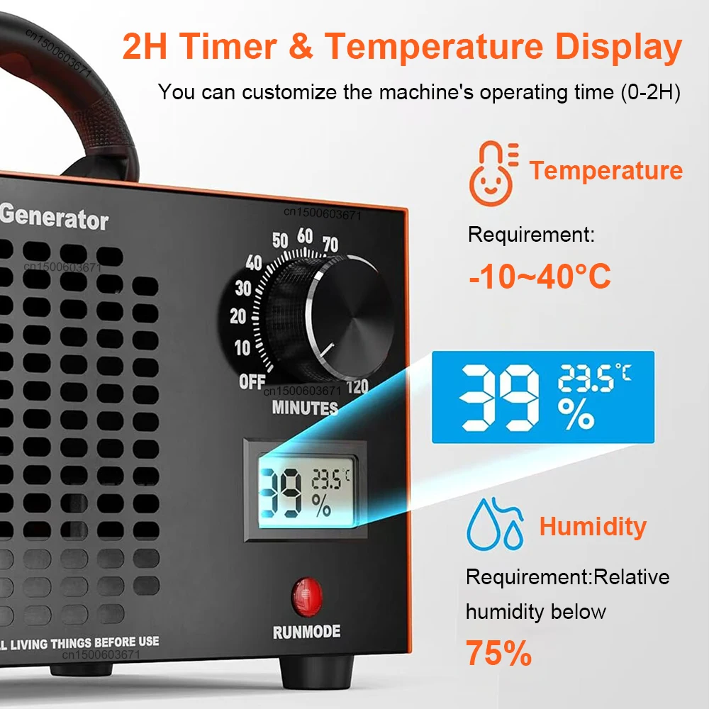 Ozone Generator 60000mg/h Ozone Machine Portable Air Purifier Remove Formaldehyde Ozonizer for Garages Kitchen Odours Pet Room 4