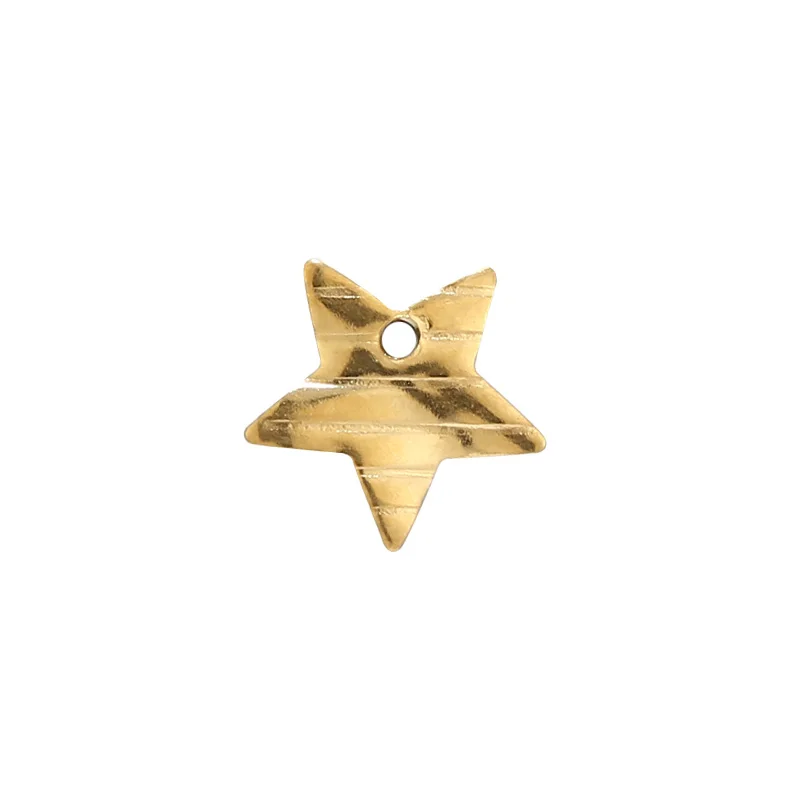 20pcs Gold Plated Stainless Steel 12mm Charm Fashion Embossing Star Connectors Accessories for DIYJewlery Making Findings New