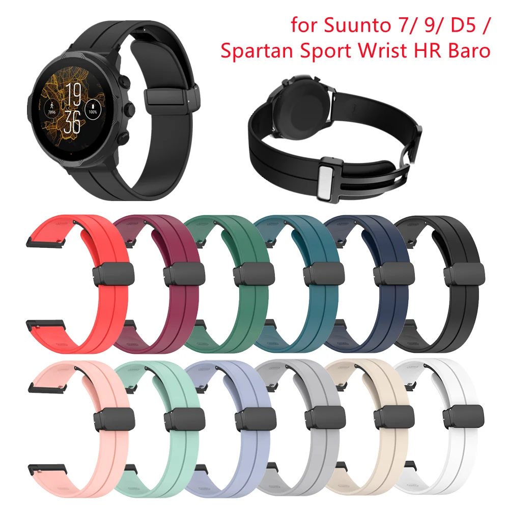 

New 24mm Silicone Watch Strap Band for Suunto 9/ 7 / D5/ Spartan Sport Wrist HR/ Baro WatchBand Sports Magnetic Buckle Band