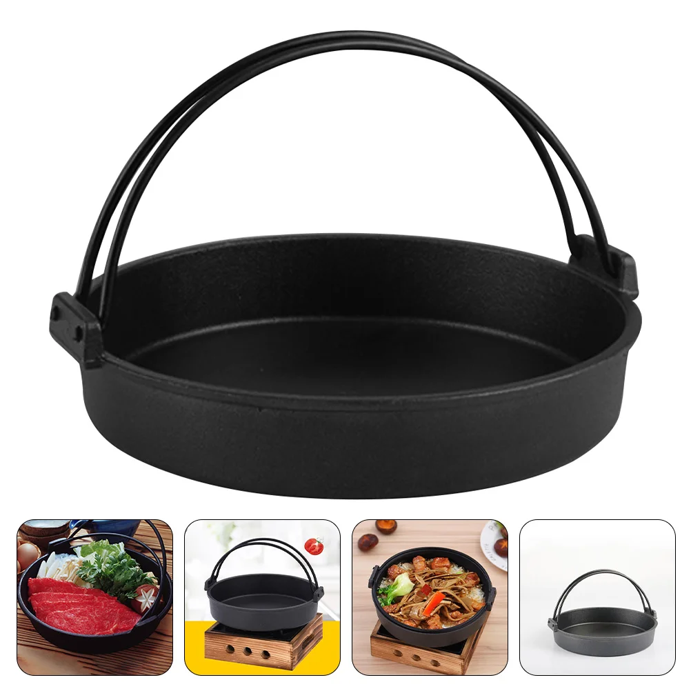 

Cast Iron Skillet Household Kitchenware Dry Pot Wok Handled Pan Pans Sukiyaki Outdoor Cookware Supply Stove Double Thickened