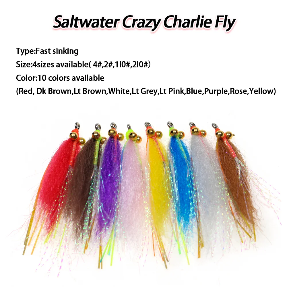 LIONRIVER Crazy Charlie Fly hak ze stali węglowej szybko tonący przynęty wędkarskie Bass pstrąg słonowodne Streamer Fly Fishing Lure Bait
