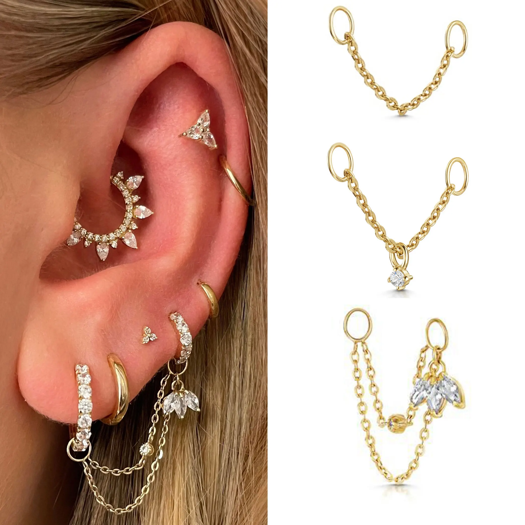 1PC-Link-Chain-Ear-Piercing-Nose-Hinged-Earring-Crown-Round-Zircon ...