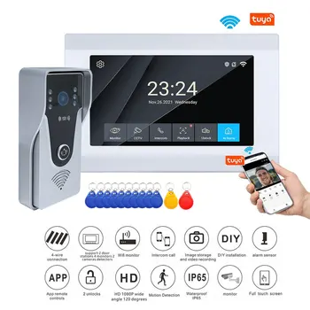 1080P 7 inch Wifi Video Doorbell Intercom Tuya Smart Home Wireless Doorphone RFID Access Control System for Villa Apartment 1