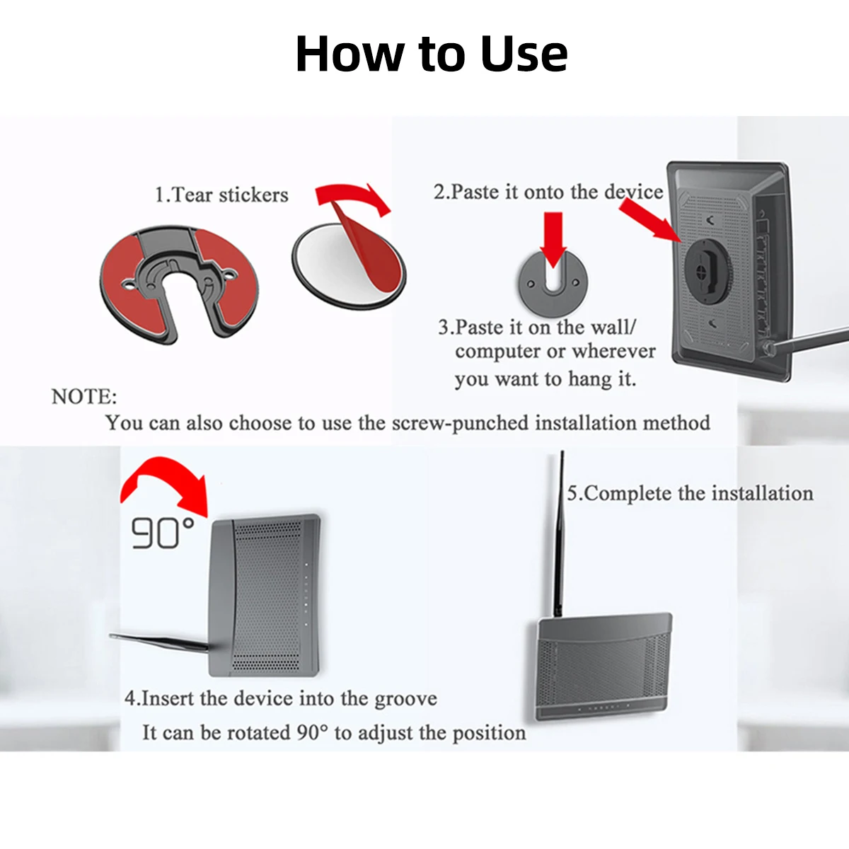 범용 태블릿 벽걸이 홀더 조절 가능 90도 회전 스탠드 (아이패드, 킨들, 전자책 리더, 라우터, 나사 고정)