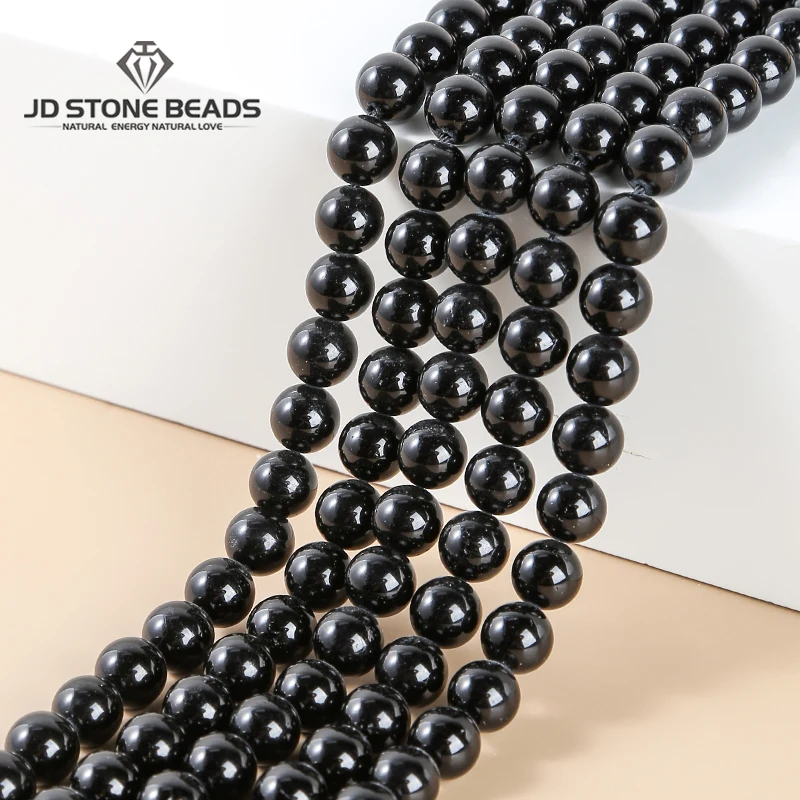 Lot De 30 Perles Rondes En Tourmaline Noire Naturelle - 6mm, Idéales Pour Bijoux DIY