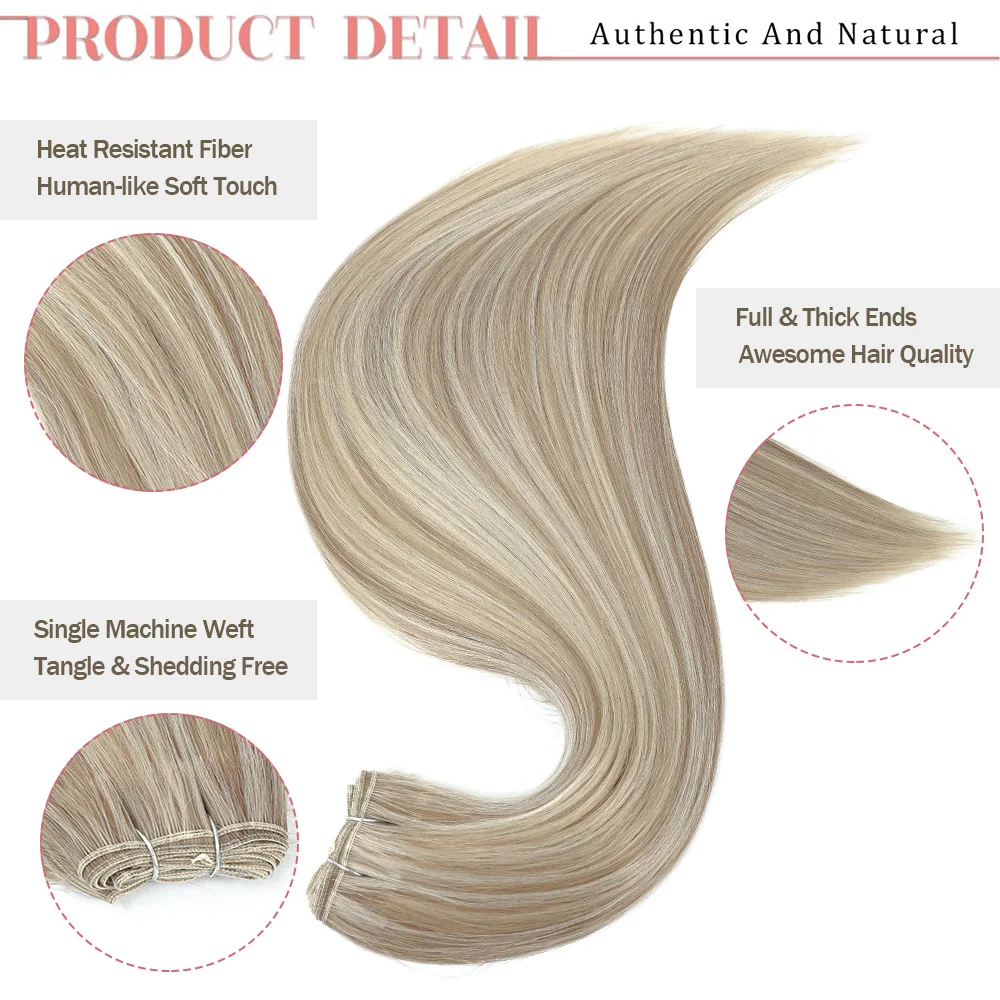 90cm Straight Hair Bundles 36 inches 200 Grams Synthetic Hair Weaving Piano Blonde #613 High Temperature Fiber Hair Extension 2