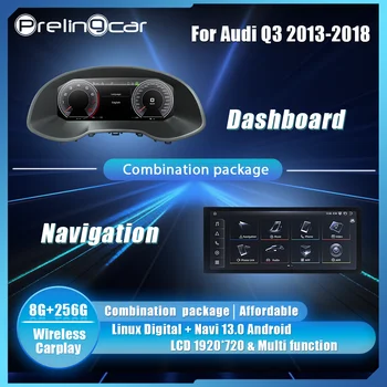 Tablero de panel Digital Prelingcar de 12,3 pulgadas para Audi Q3 2013-2018 años Panel de mapa de Radio de navegación cabina Virtual 1