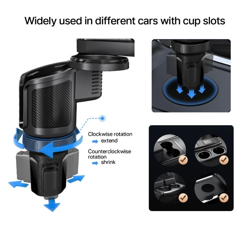 

Car Cup Holder Expander Tray 360 Degree Rotations Tray Table Phone Holder