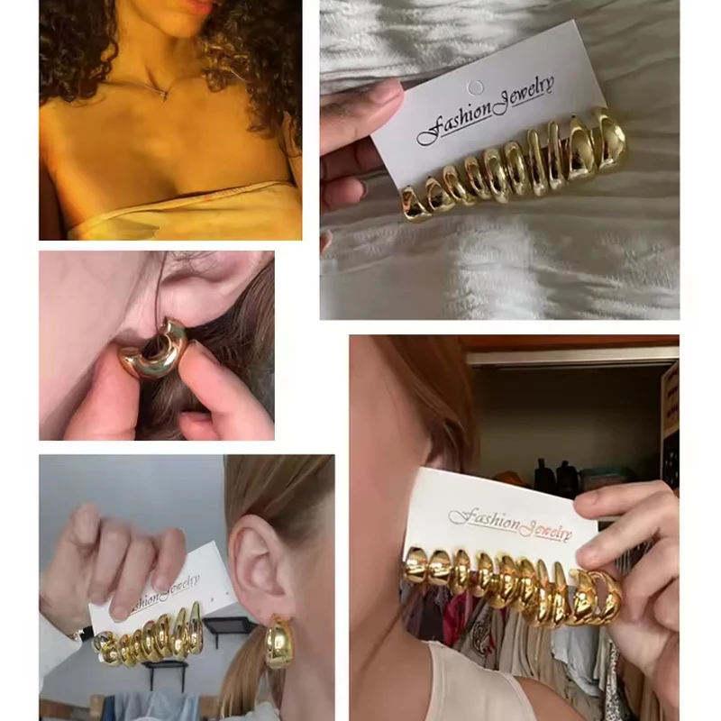 20 Pcs/Set New C-shaped Lightweight Earring Set for Women Vintage Elegant Teardrop Stud Earrings Daily Wear Jewelry Gifts 2025