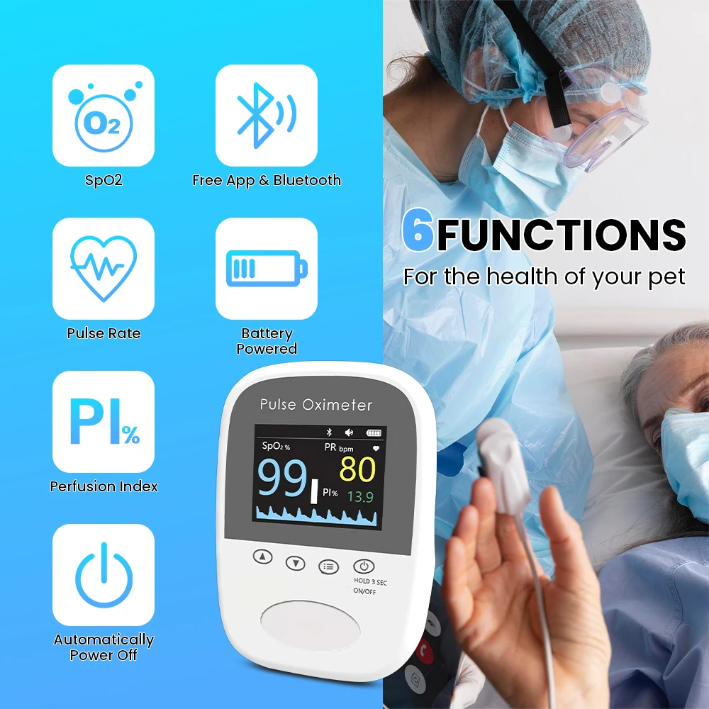 Portable Veterinary Pulse Oximeter Vet Handheld Monitor Pet SpO2 Pulse Monitor f