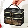 Big Size Double Layer Mesh Makeup Bag Women Cosmetic Bag Organizer Transparent Travel Makeup Wash Bag Beauty Case Toiletry Kit 2