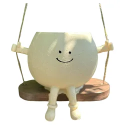 Charming Smile Face Hanging Planter Pot - Creative Resin Swing Design for Succulents and Flowers (Swing D)