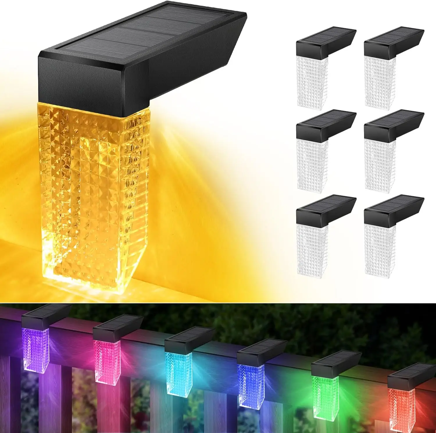 

Solar Porch Light Solar Powered Lights Outdoor Wall Lamp Stair Aisle Corridor Fence Waterproof Wall RGB Multi-Color Garden Decor