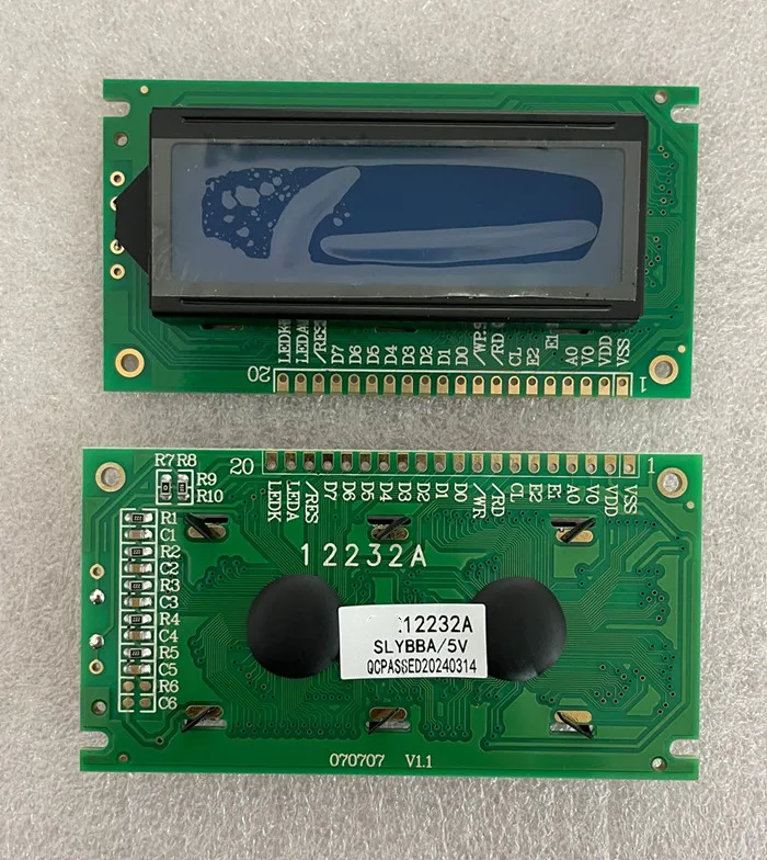 20PIN 12232A LCD Screen Module SED1520 Controller Parallel Interface 5V Blue/White/Yellow Backlight