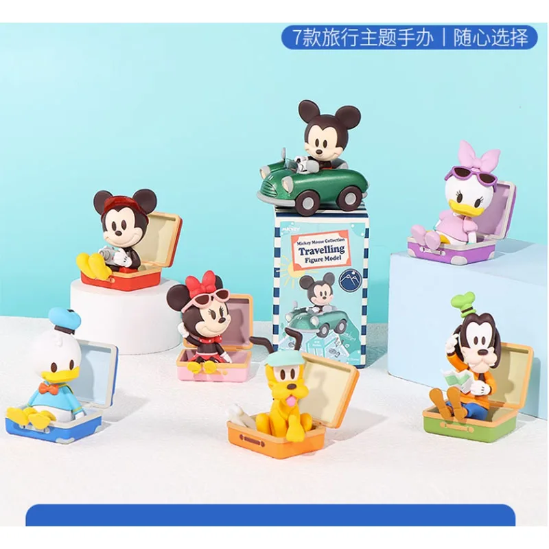 

Disney Mickey Traveling Series Mikcey Mouse Minnie Goofy Donald Duck Daisy Pluto Anime Action Figure Toys Figures Collection