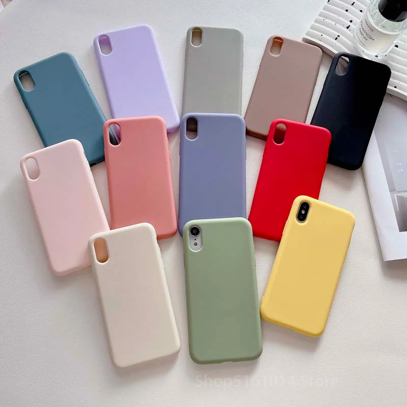 Coque de téléphone en Silicone couleur bonbon, étui souple résistant aux chocs pour IPhone Pro XR XS Max, 6s 7 8 SE2 3 PLUS Capa