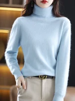 LHZSYY Winter Women Sweater Solid 100%Mink Cashmere Turtleneck Knitted Pullovers Slim Soft Warm Female Long Sleeve 23  Color - Image 2