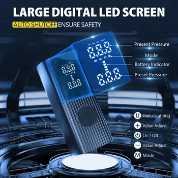 자동차 타이어 팽창기, 휴대용 공기 압축기, 휴대용 공기 주입기, 9000mAh, 50L/min, 12V