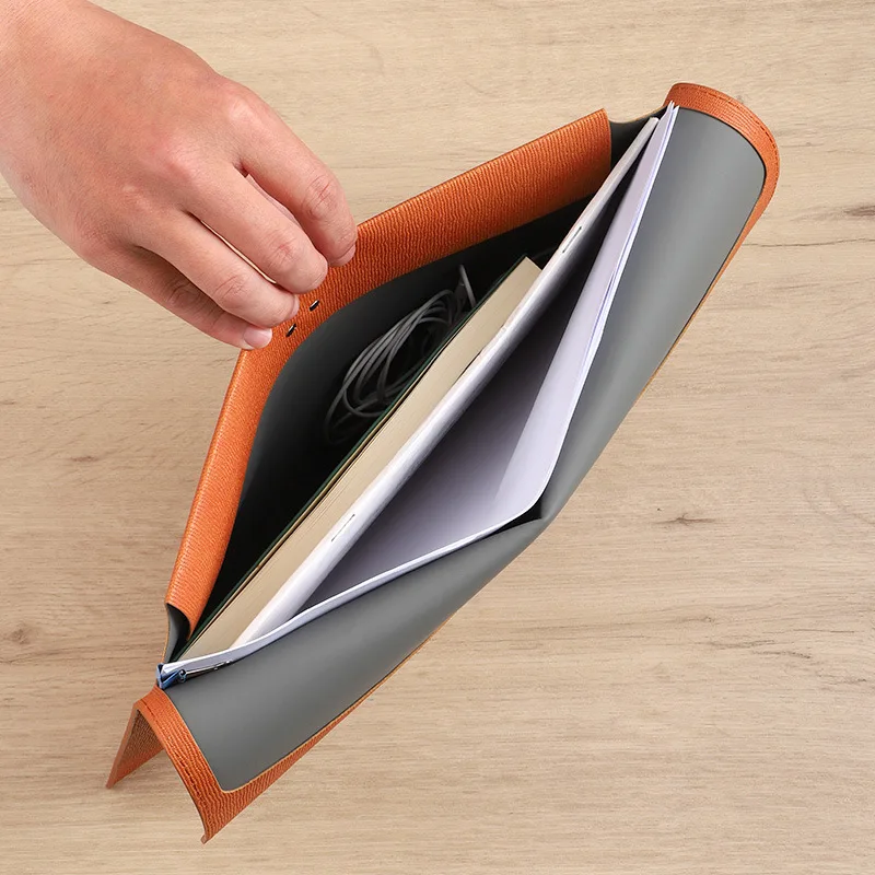 Customization Name Waterproof Pu Leather A4 Business Briefcase File Folder Document Paper Organizer Storage Bag