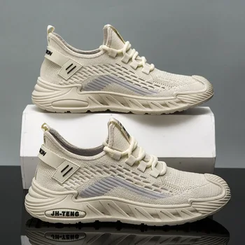 plus Size Men's Breathable Casual Sports Shoes Woven Mesh Summer Trendy Student Footwear Comfortable Lightweight Footgear