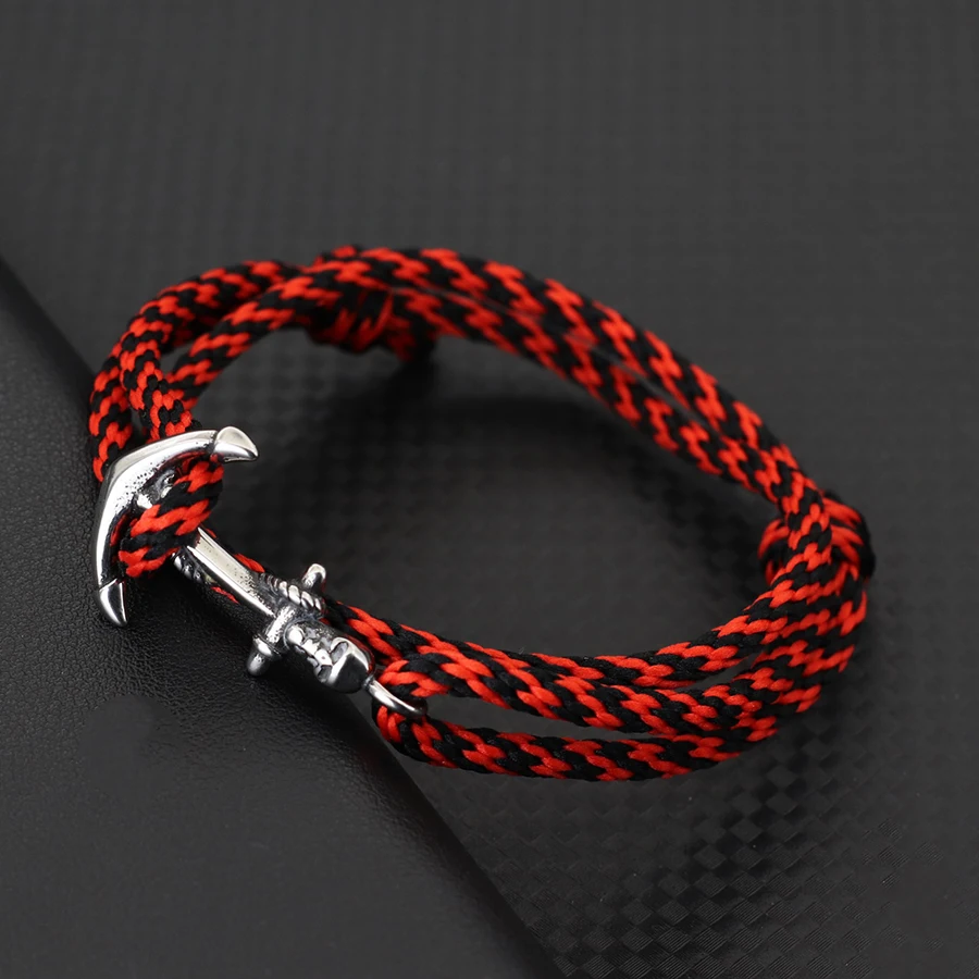 Neues Retro-Anker-Armband für Männer, Edelstahl, Wikinger-Schädel-Armband, handgefertigt, verschiebbar, verstellbar, ethnisches Bergseil-Armband – Detail 9