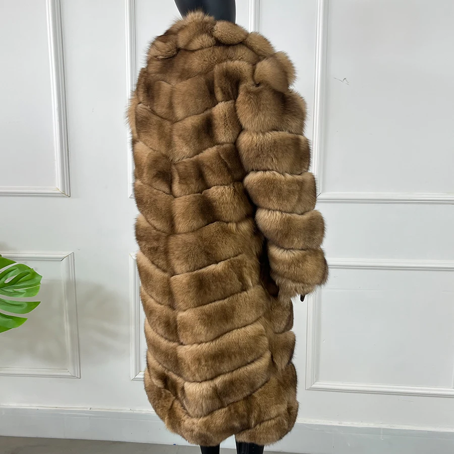 Women Real Fox Fur Coat Winter Genuine Fur Jacket Mid-Length Women Warm Best Selling Natural Fox Fur Coat