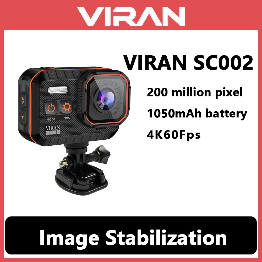 VIRAN SC002 4K 액션 카메라 방수 스포츠 캠 리모컨 화면 손떨림 방지 헬멧 카메라 주행 기록 장치 야외 비디오