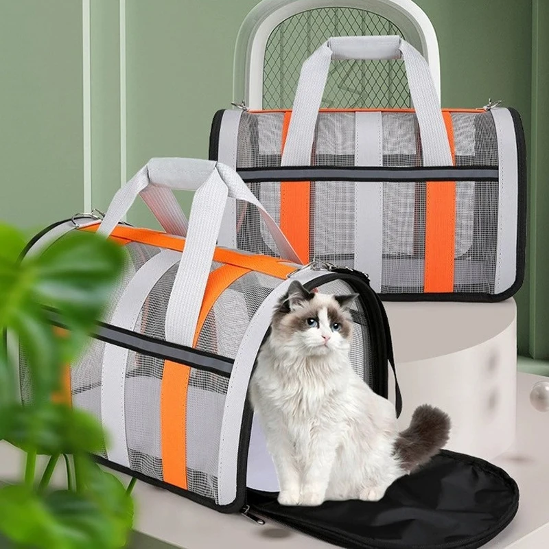 Pets go out breathable Travelling Carrying Bag Portable foldable small to medium dog cage mesh handbag Cats Dogs