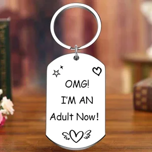 Metal Happy 18th Birthday Gift Keychain Girls Boys 18 Years Old Birthday Gifts Key Chain Pendant I'm An Adult Now Gifts